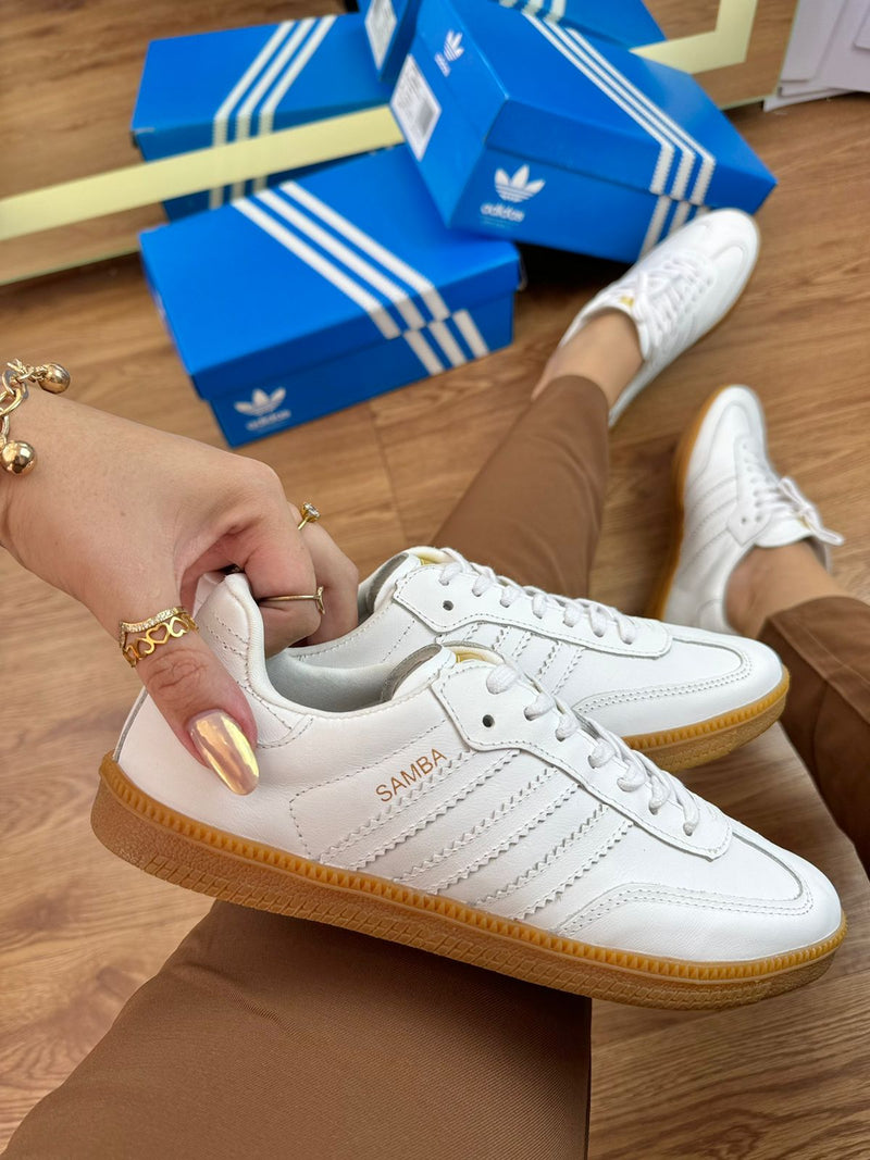 ADIDAS SAMBA COURO BRANCO LATEX